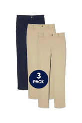 3-Pack Girls' Pull-On Straight Fit Stretch Twill Pant