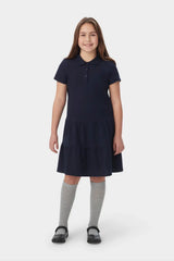 Short Sleeve Ruffle Piqué Polo Dress