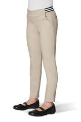 Girls' Pull-On Skinny Fit Stretch Twill Pant with Striped Elastic Waistband - FINAL SALE