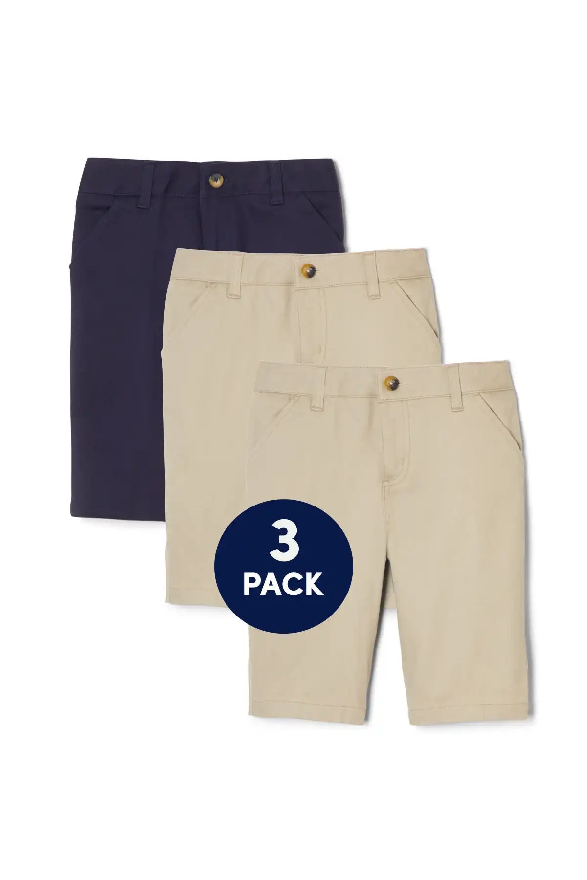 3-Pack Girls' Stretch Twill Bermuda Short