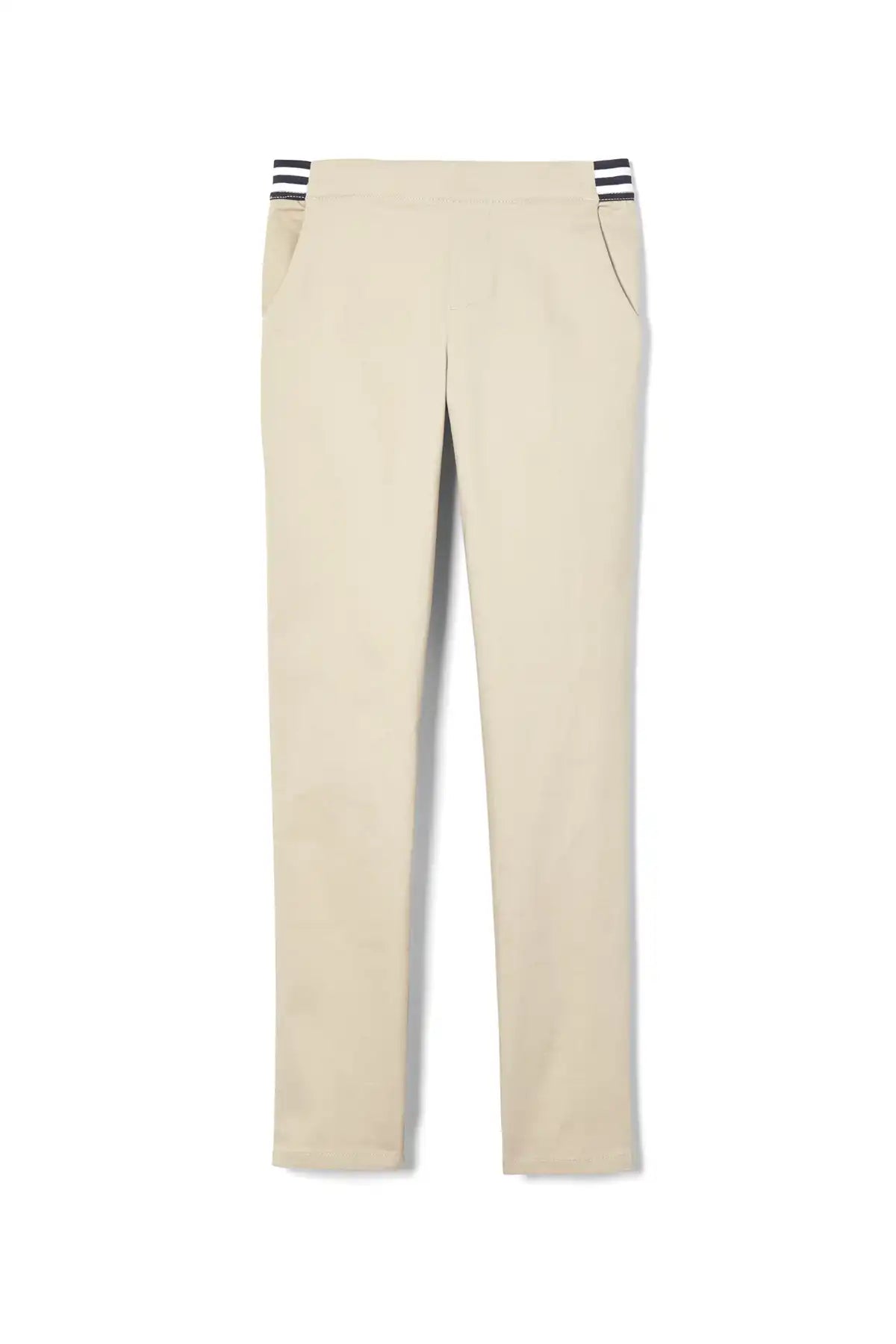 Girls' Pull-On Skinny Fit Stretch Twill Pant with Striped Elastic Waistband - FINAL SALE