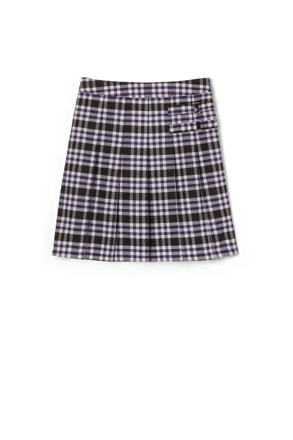Plaid Pleated Two-Tab Skort