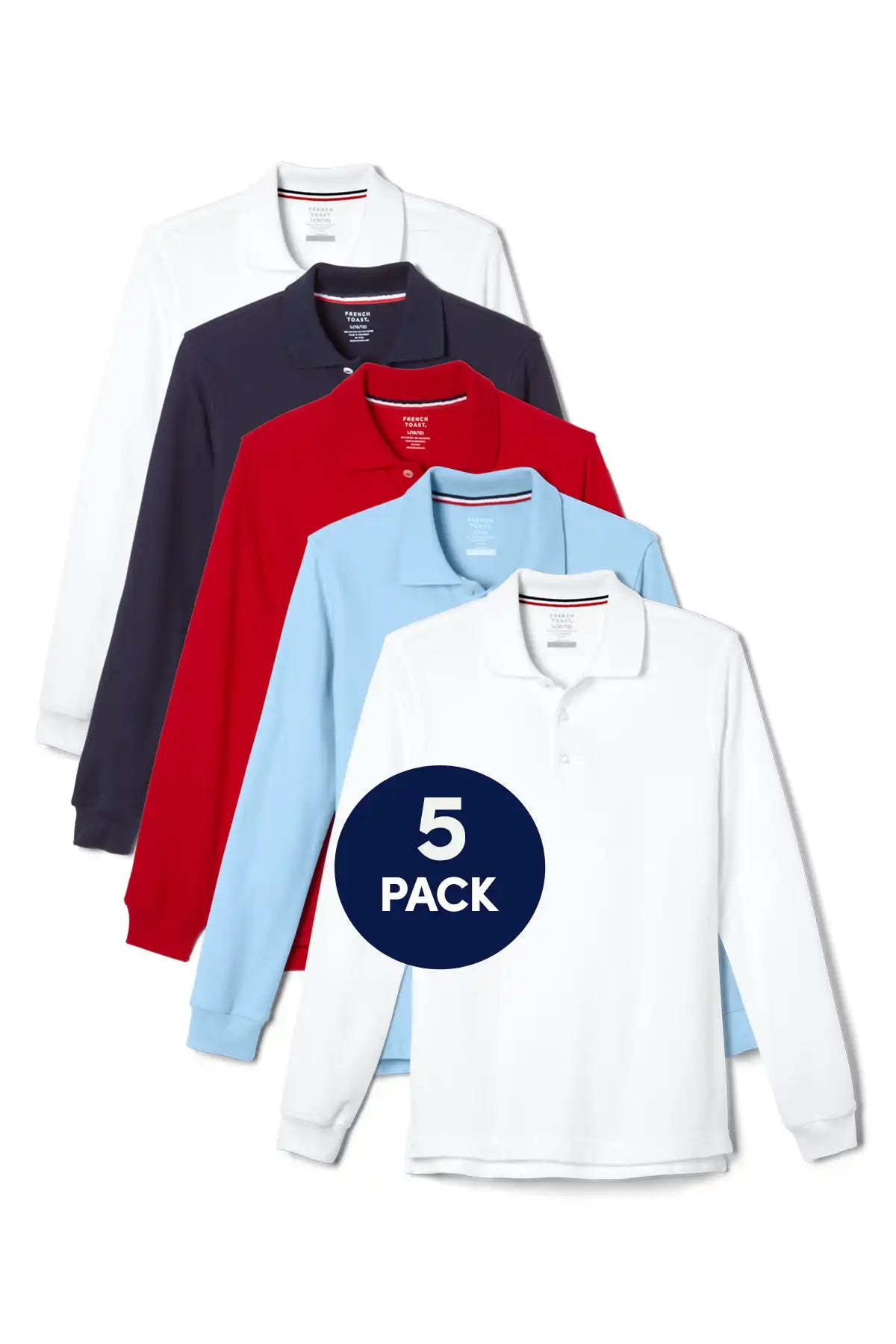 5-Pack Long Sleeve Pique Polo